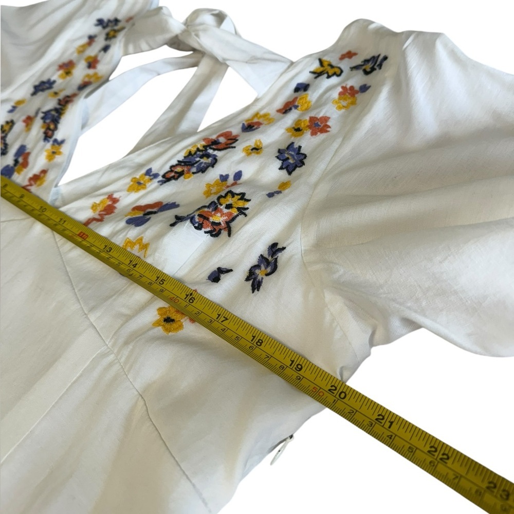 ModCloth White Maxi Dress with Yellow & Blue Floral Embroidery - Picture 7 of 14
